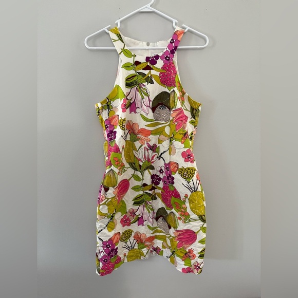 Trina Turk Aptos Stretch Cotton Sateen Sheath Shift Dress M 10 Floral Orchid - Picture 2 of 12